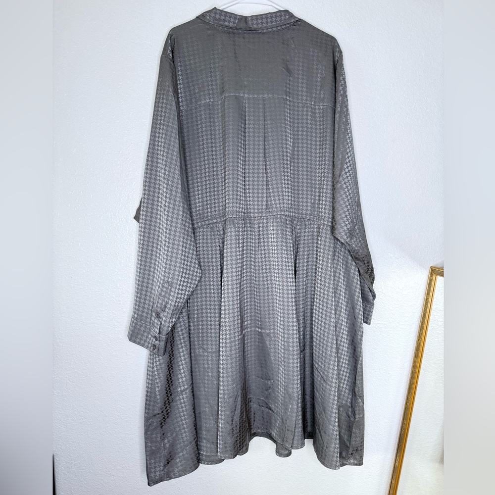🍓 Torrid At The Knee Jaquard Houndstooth Woven Gray Collared Shirtdress Size 6X - Picture 3 of 8